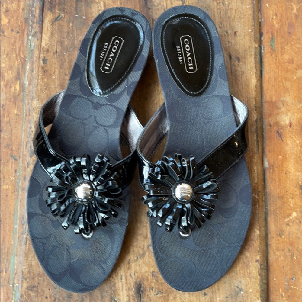Coach Skye Sandals Black Patent 10B BIN 11